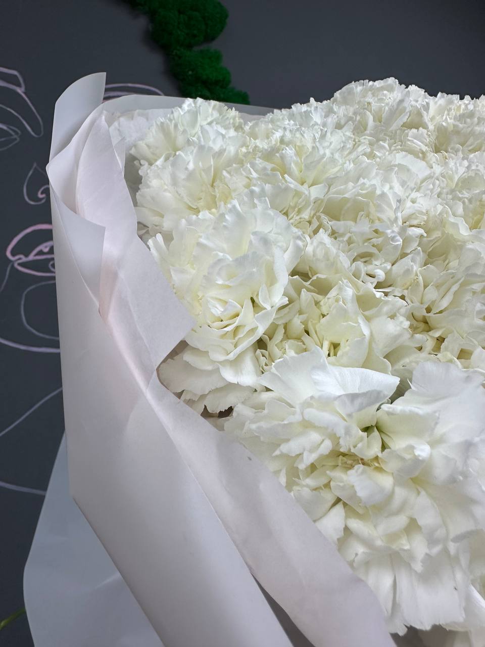Букет из 101 белого диантуса